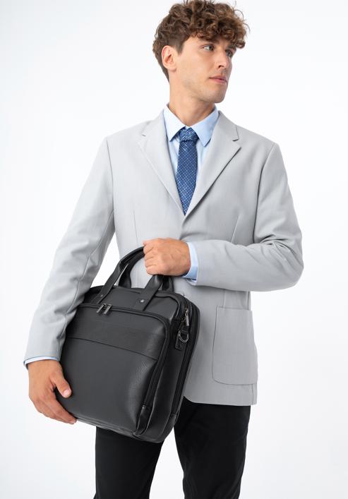 Męska torba na laptopa z dodatkową kieszenią z przodu, czarny, 95-3P-002-1D, Zdjęcie 16