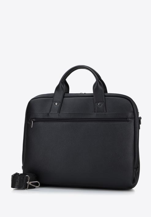 Męska torba na laptopa z dodatkową kieszenią z przodu, czarny, 95-3P-002-1D, Zdjęcie 2