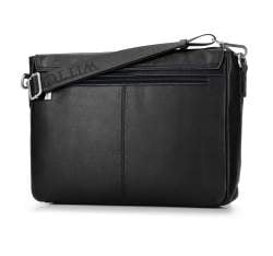Męska torba na laptopa z miękkiej skóry z klapą, czarny, 92-4U-301-1, Zdjęcie 1