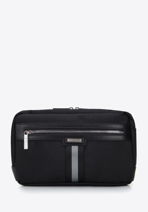 Męska torebka nerka z tasiemką, czarny, 96-4U-901-Z, Zdjęcie 1