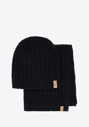 Men's winter cable knit set, black, 95-SF-005-1, Photo 1