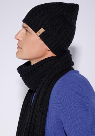 Men's winter cable knit set, black, 95-SF-005-1, Photo 1