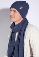 Men's winter cable knit hat and scarf set, dark blue, 95-SF-004-8, Photo 15