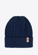 Men's winter cable knit hat and scarf set, navy blue, 95-SF-004-8, Photo 2