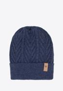 Men's winter cable knit hat and scarf set, dark blue, 95-SF-004-8, Photo 2