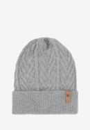 Men's winter cable knit hat and scarf set, grey, 95-SF-004-8, Photo 2