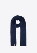 Men's winter cable knit hat and scarf set, navy blue, 95-SF-004-8, Photo 4