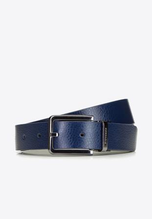 Men's reversible belt, black-navy blue, 91-8M-310-7-12, Photo 1