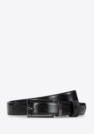 Men's reversible slim leather belt, black, 96-8M-914-1-90, Photo 1