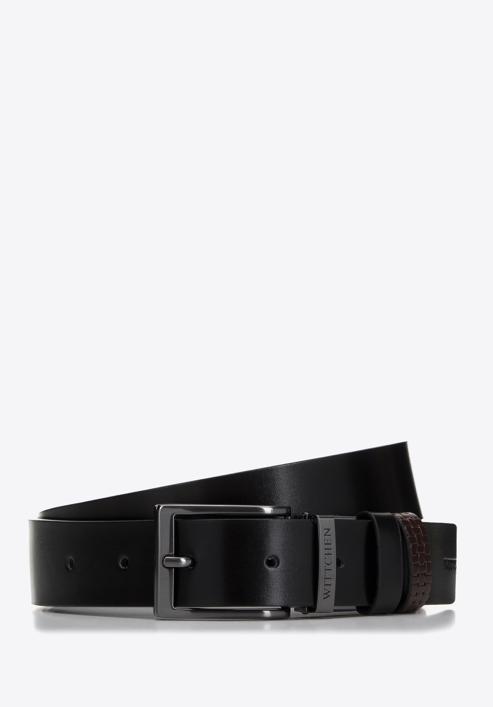 Men's leather reversible belt, black-brown, 98-8M-117-17-90, Photo 1