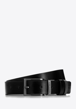 Men's leather reversible belt, black-grey, 98-8M-117-18-10, Photo 1