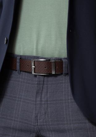 Men's leather reversible belt, black-brown, 98-8M-117-14-11, Photo 1