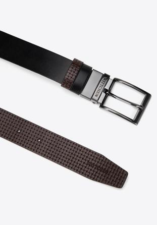 Men's leather reversible belt, black-brown, 98-8M-117-14-10, Photo 1