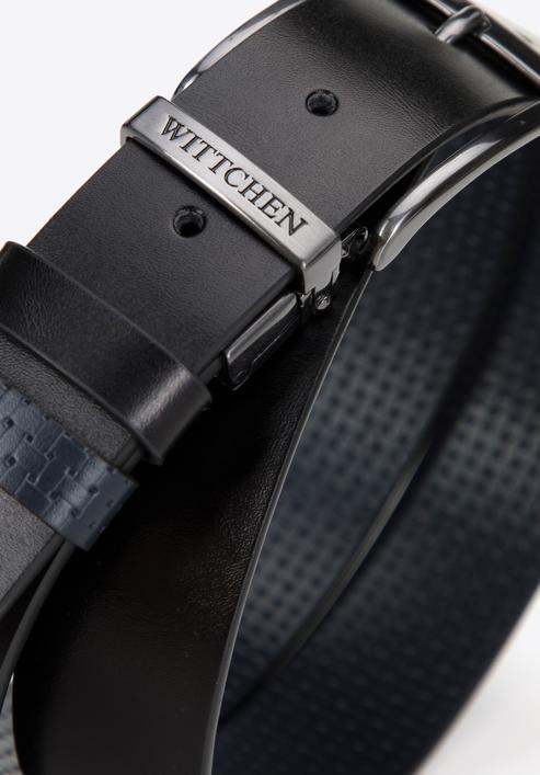 Men's leather reversible belt, black-navy blue, 98-8M-117-17-90, Photo 3