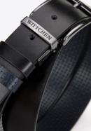 Men's leather reversible belt, black-navy blue, 98-8M-117-18-90, Photo 3