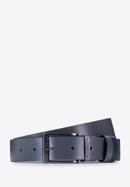 Men's leather reversible belt, navy blue-grey, 98-8M-903-1-11, Photo 1