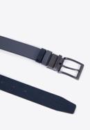 Men's leather reversible belt, navy blue-grey, 98-8M-903-1-11, Photo 2