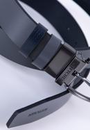Men's leather reversible belt, navy blue-grey, 98-8M-903-7-12, Photo 4