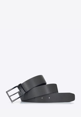 Men's patterned leather belt, dark grey, 94-8M-916-8-90, Photo 1