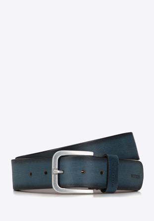 Men's vintage leather belt, blue, 98-8M-110-7-90, Photo 1