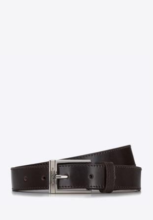 Men's leather slimline belt, dark brown, 94-8M-910-5-12, Photo 1
