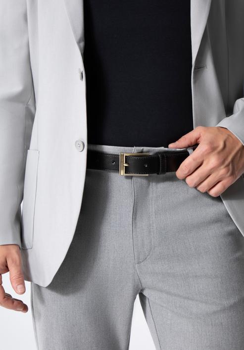 Men's slim leather belt, black, 98-8M-950-1-90, Photo 15