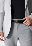 Men's slim leather belt, black, 98-8M-950-1-12, Photo 15