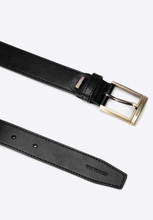 Men's slim leather belt, black, 98-8M-950-1-12, Photo 2
