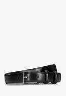 Men's leather belt with slim buckle, black, 98-8M-116-4-11, Photo 1
