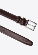 Men's leather belt with slim buckle, brown, 98-8M-116-1-10, Photo 2