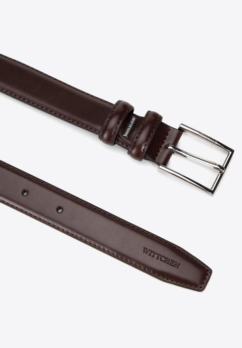 Men's leather belt with slim buckle, brown, 98-8M-116-4-11, Photo 2