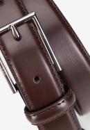 Men's leather belt with slim buckle, brown, 98-8M-116-4-12, Photo 3