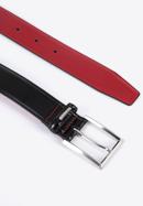 Men's leather belt with red thread, black, 96-8M-910-1-100, Photo 4