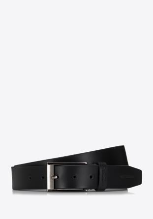 Men's leather belt with two-tone buckle, black, 98-8M-111-4-11, Photo 1