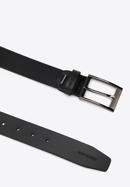 Men's leather belt with two-tone buckle, black, 98-8M-111-4-11, Photo 2