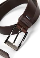 Men's leather belt with two-tone buckle, brown, 98-8M-111-1-90, Photo 3