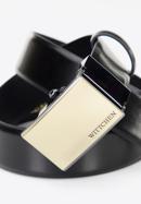 Men's leather belt with automatic buckle, black-gold, 96-8M-903-11-90, Photo 4