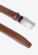 Men's leather belt with plate buckle, brown, 95-8M-913-11-110, Photo 2