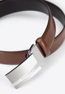 Men's leather belt with plate buckle, brown, 95-8M-913-1-130, Photo 3