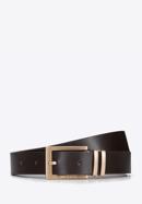 Men's leather belt with metal belt keeper, dark brown, 94-8M-912-7-90, Photo 1