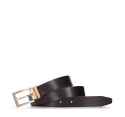 Men's leather belt with metal belt keeper, dark brown, 94-8M-912-5-12, Photo 1