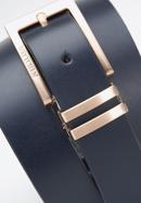 Men's leather belt with metal belt keeper, navy blue, 94-8M-912-5-10, Photo 3