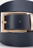 Men's leather belt with metal belt keeper, navy blue, 94-8M-912-5-10, Photo 4