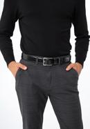 Men's leather belt with decorative belt keeper, black, 97-8M-903-4-12, Photo 15