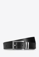 Men's leather belt with double belt keeper, black, 94-8M-911-5-10, Photo 1