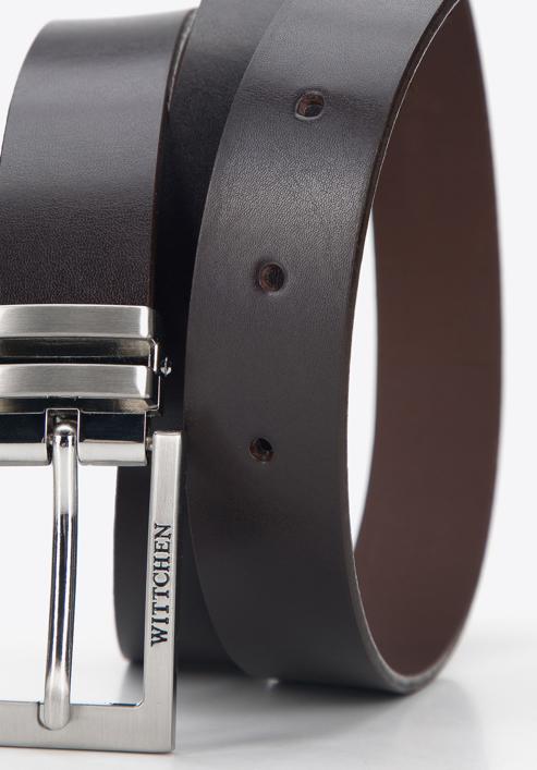 Men's leather belt with double belt keeper, dark brown, 94-8M-911-5-90, Photo 3