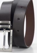 Men's leather belt with double belt keeper, dark brown, 94-8M-911-5-10, Photo 3