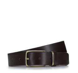 Men's leather belt with two belt keepers, dark brown, 94-8M-913-5-11, Photo 1