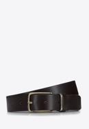 Men's leather belt with two belt keepers, dark brown, 94-8M-913-5-11, Photo 1