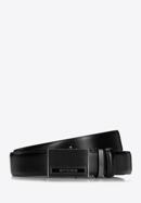 Men's leather belt with automatic buckle, black, 98-8M-114-4-12, Photo 1